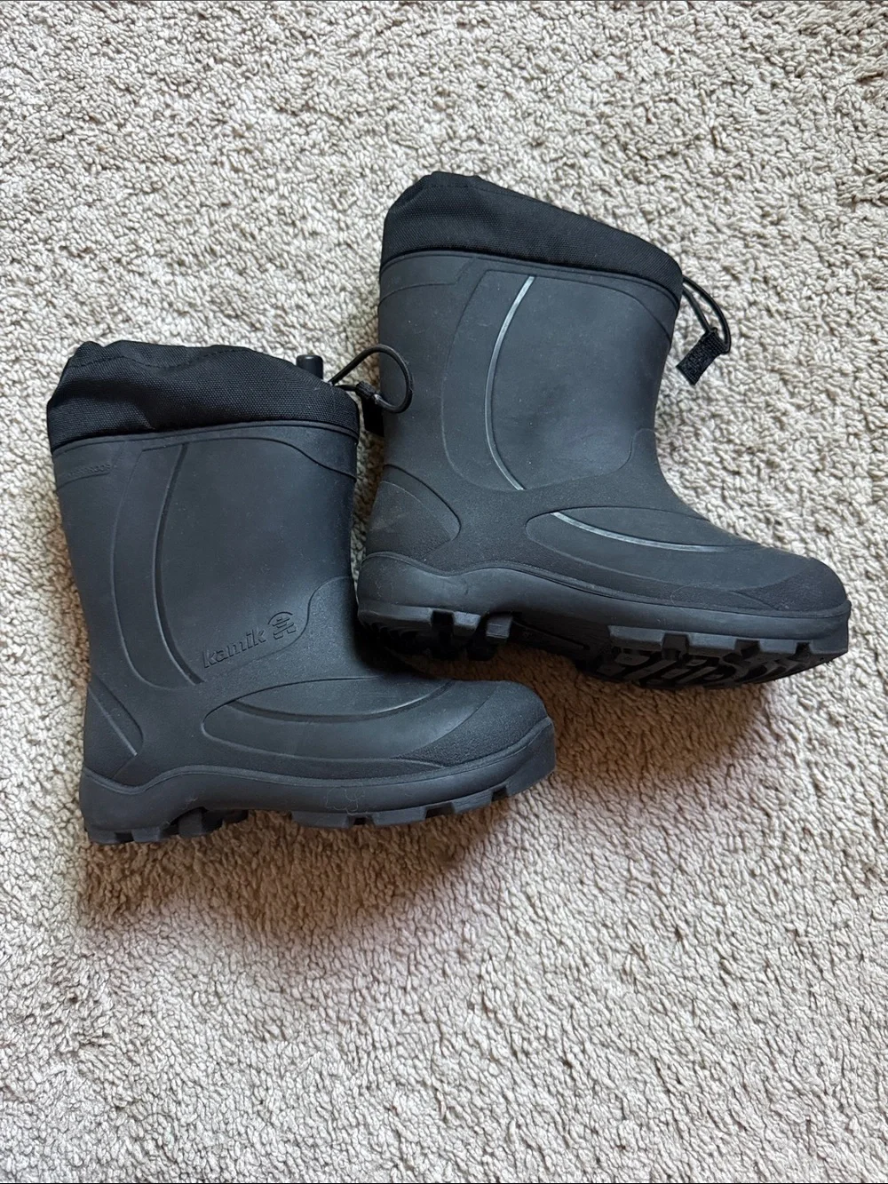 Kamik Kids Black Waterproof Snow Boots with Drawcord